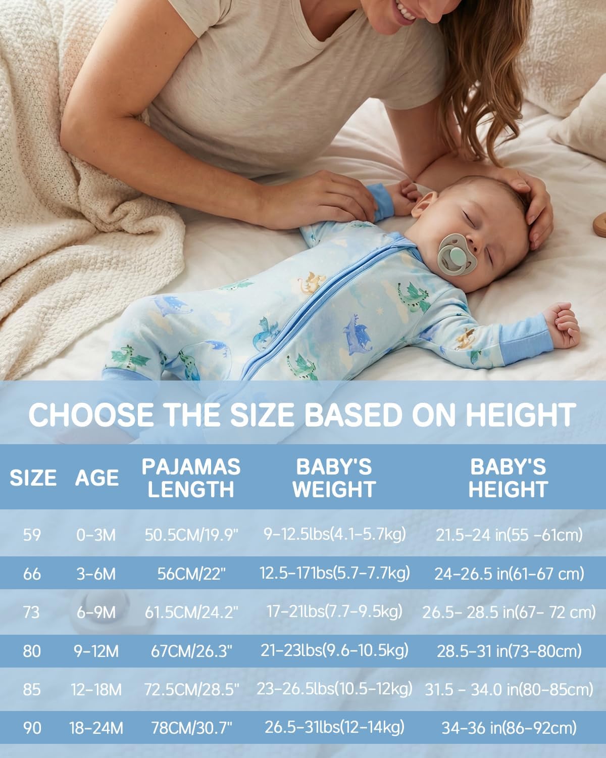 2er Pack Baby Schlafanzug Strampler Neugeborene Jungen Mädchen,Viskose Aus Bambus,mit Fußteil Und Umklappbaren Fäustlingen für 0-24 Monate