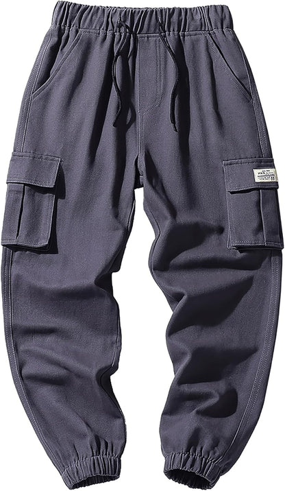 Deekynoop Children's Cargo Trousers Boys Twil Cargo Jogging Bottoms with Elastic Waistband