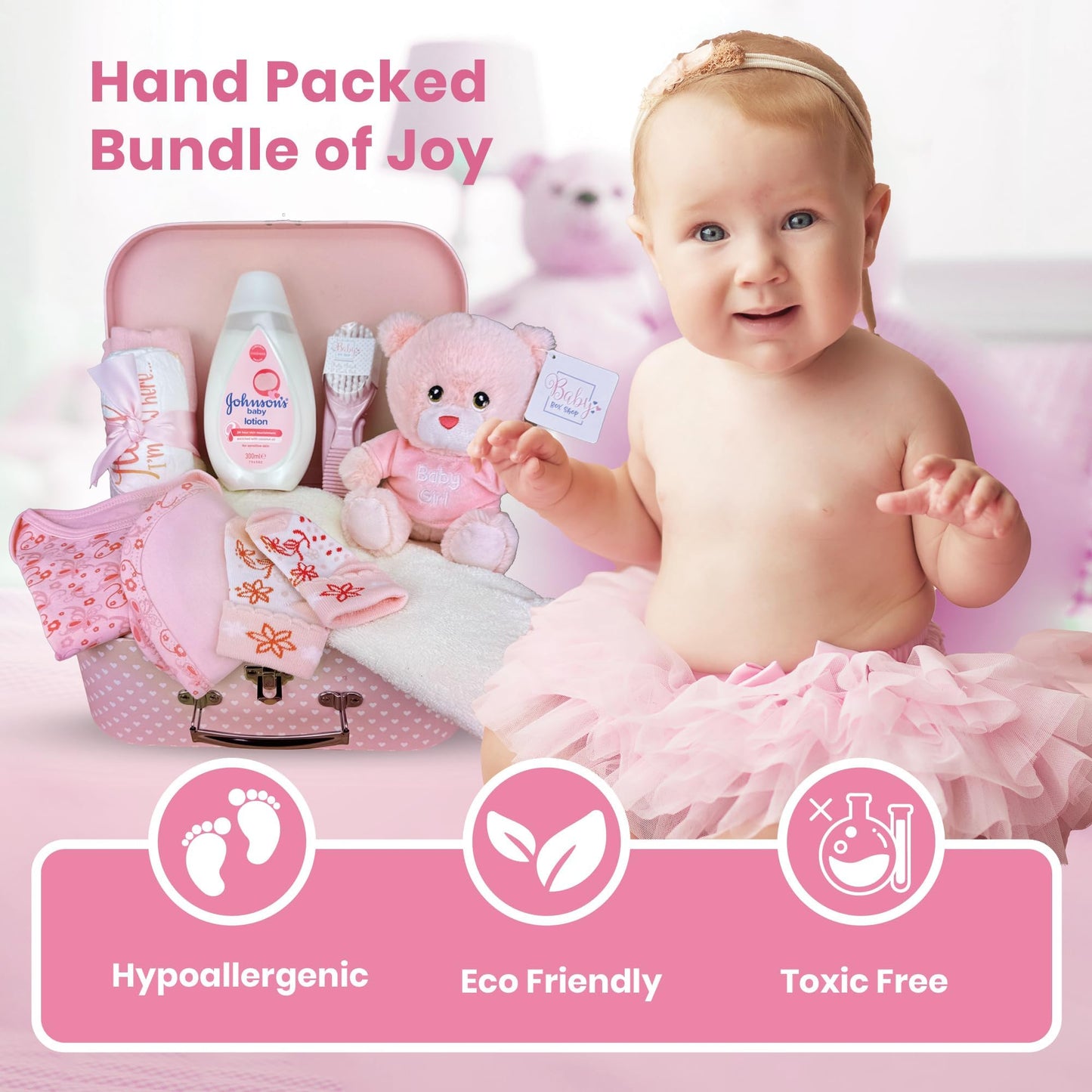 Baby Box Shop Babyparty Geschenk - 12 Baby-Essentials, Baby Geschenkset, Baby Geschenkkorb, Geschenke für eine Babyparty, Neugeborene Geschenkset, Neugeborenen Geschenk, Baby Geschenk Set - Creme