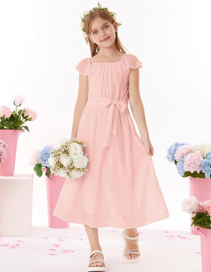 GRACE KARIN Mädchen Sommerkleid Elegantes Chiffon Prinzessinnen Langkleid Hochzeitsgast Abendkleid für Teenager-Mädchen 5-14 Jahre