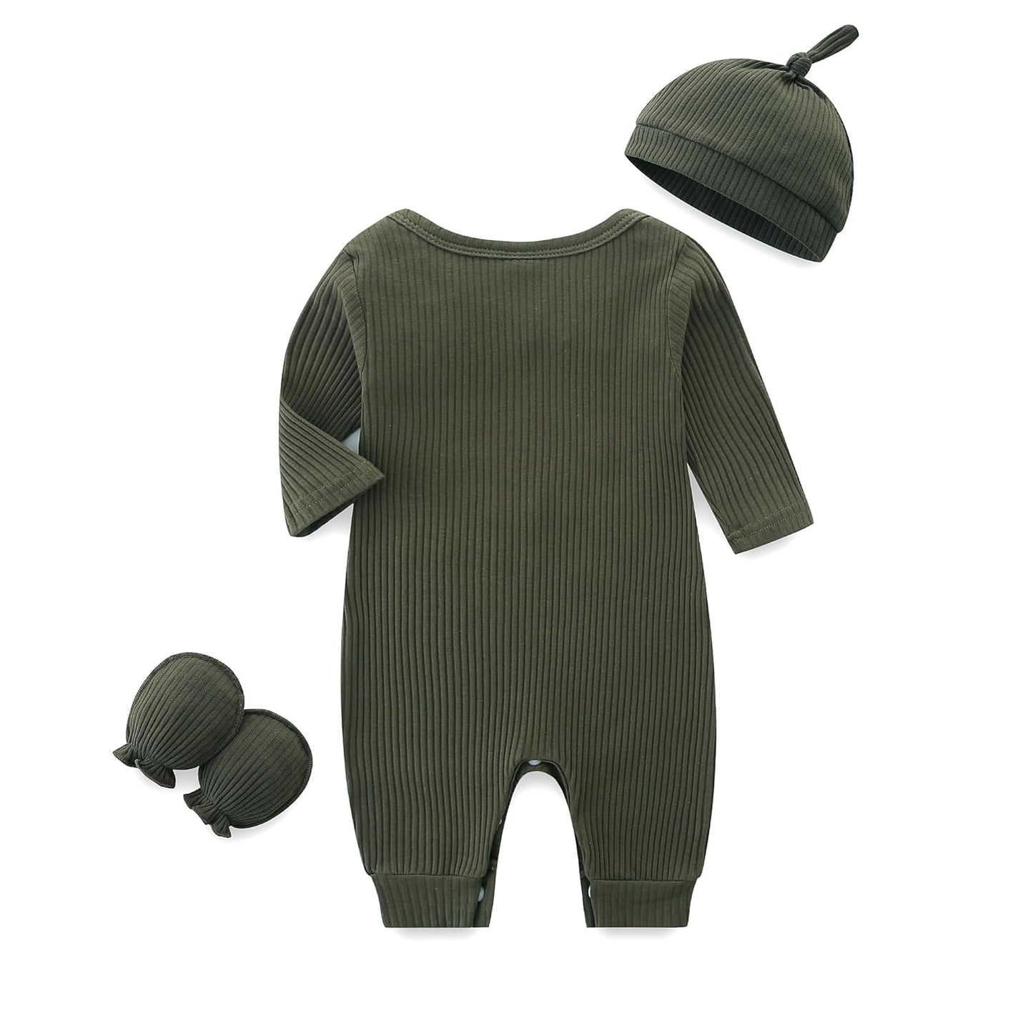 KIDDLETOWN Baby-Pyjama, Neugeborenen-Strampler, 3er-Pack, Schlafanzug mit Hut und Handschuhen, Baby-Pyjama aus Baumwolle, Langarm-Pyjama, Strampler, 0-3 Monate, Kleidung für Mädchen und Jungen