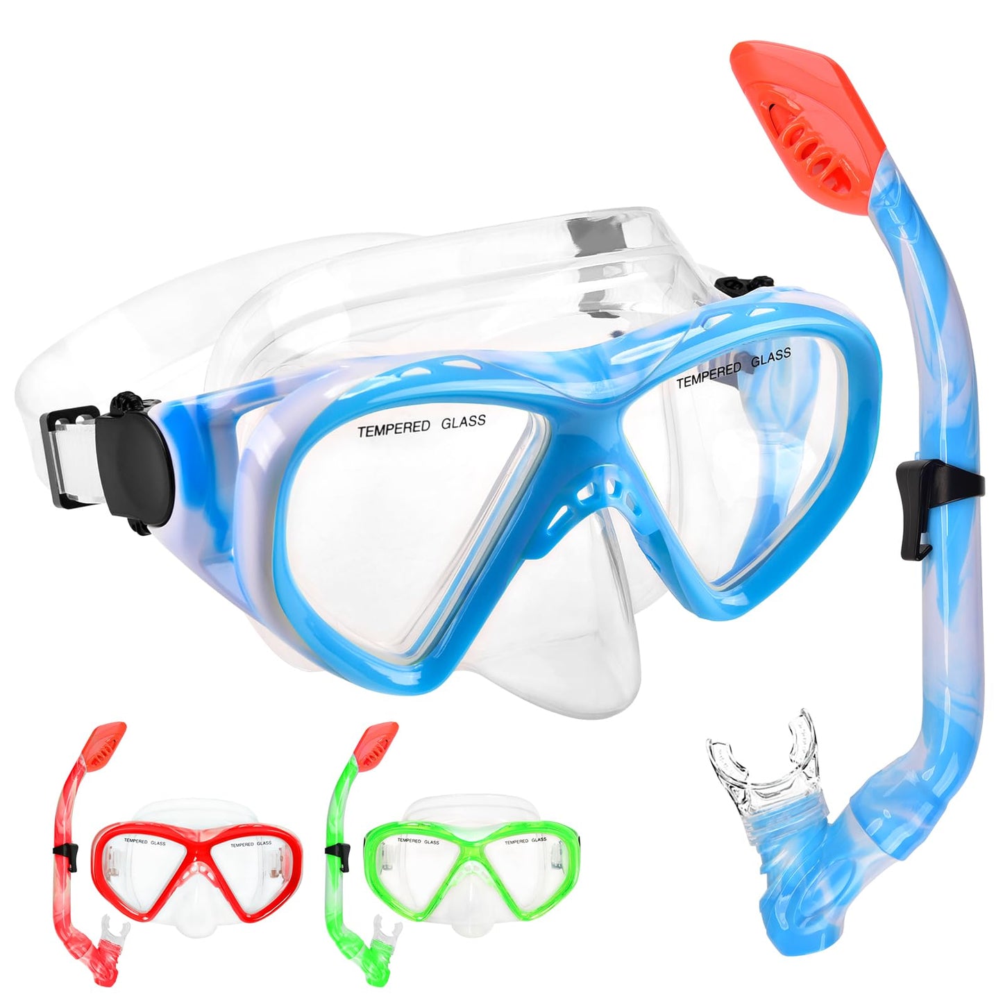 Schnorchelset Kinder - Taucherbrille Kinder mit Schnorchel Anti Leck Anti Fog HD Tauchmasken Dry Schnorchel für 4-13 Jahren Jungen Mädchen