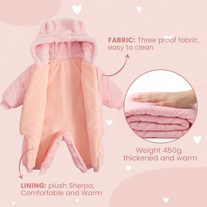Baby Schneeanzug, Baby Jungen Mädchen Winter Overall Strampler Neugeborenen Schnee Overall für 3-24 Monate