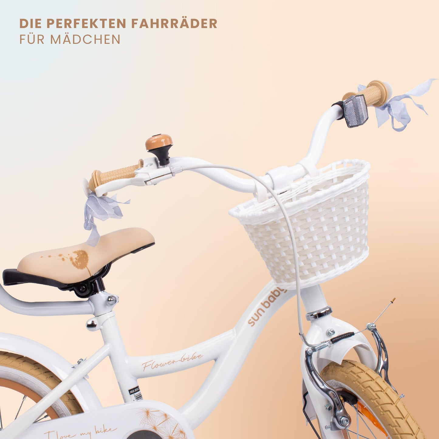 sun baby Mädchenfahrrad Flower Bike Radgröße zur Auswahl, mit Abnehmbarer Schubstange, Kinderfahrrad für Mädchen von 2 bis 6 Jahre