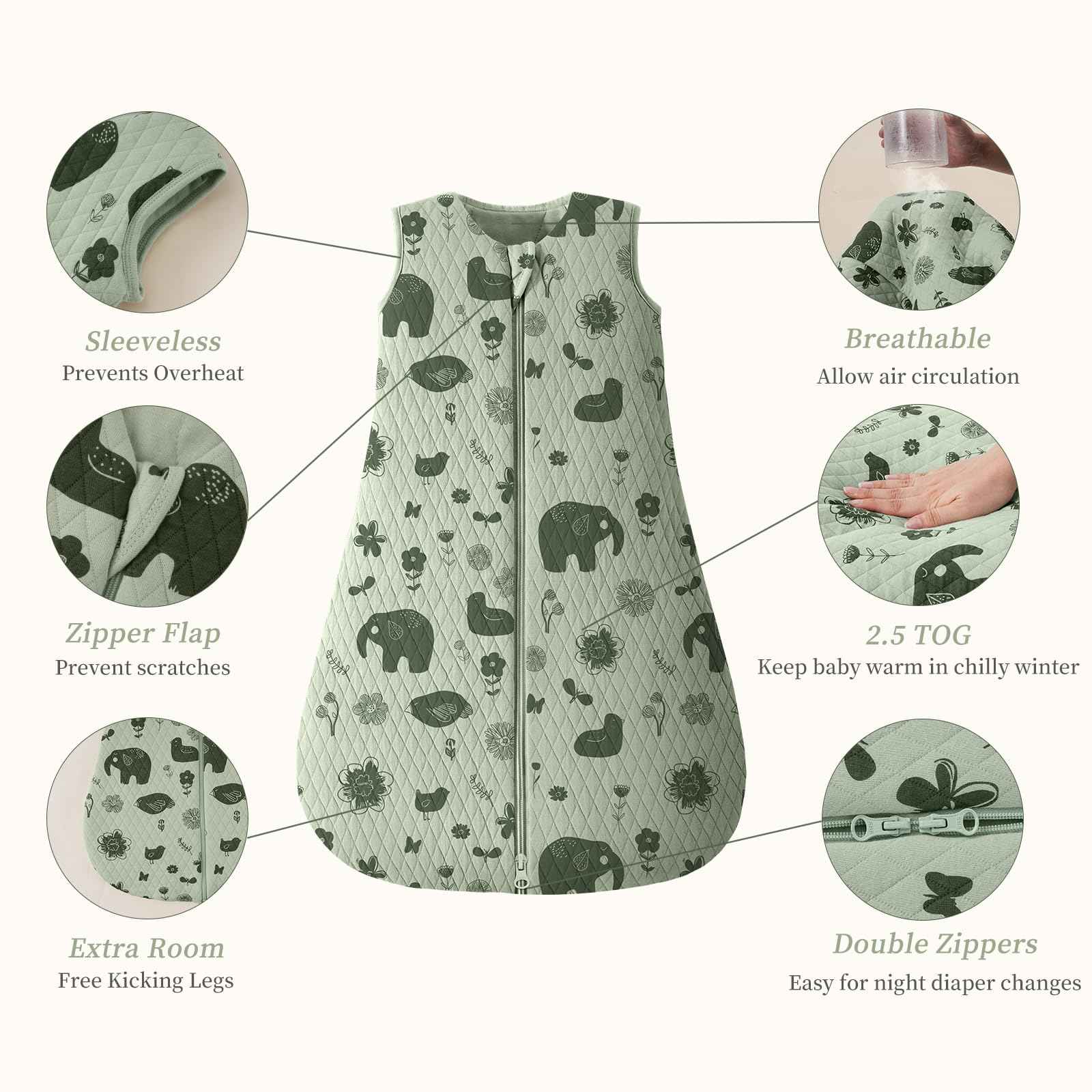 Looxii Baby Winter Sleeping Bag, Cotton, 2.5 Tog, Warm Winter Sleeping Bag, Soft Baby Sleeping Bag, Newborn in 6-12 Months, Perfect for Autumn, Winter