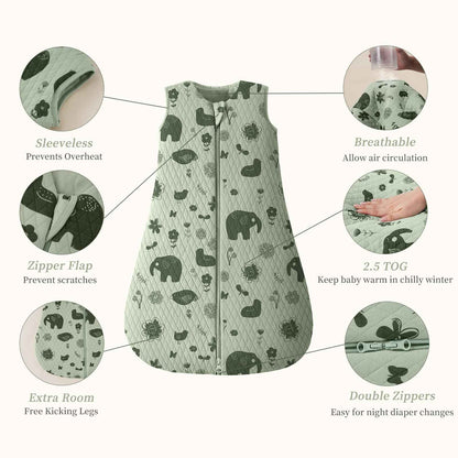 Looxii Baby Winter Sleeping Bag, Cotton, 2.5 Tog, Warm Winter Sleeping Bag, Soft Baby Sleeping Bag, Newborn in 6-12 Months, Perfect for Autumn, Winter