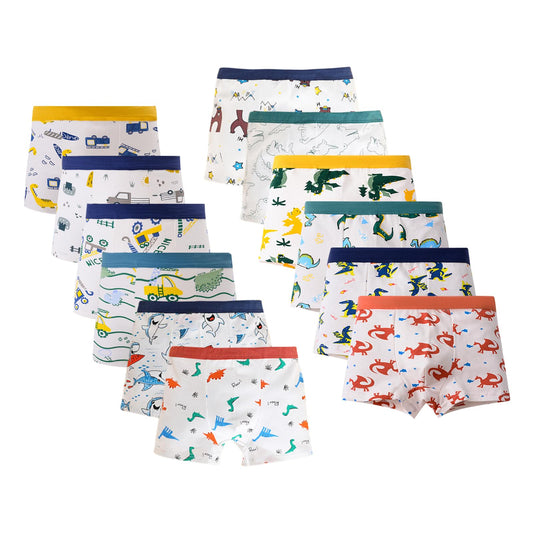 HAGOT 12er Pack Jungen Boxershorts aus Baumwolle Unterhosen， Jungen Unterhosen Baumwolle Boxershorts