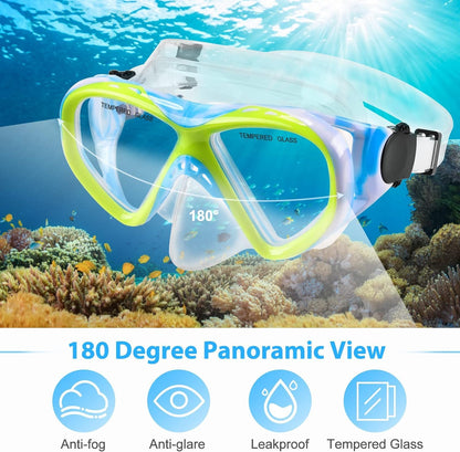 Schnorchelset Kinder - Taucherbrille Kinder mit Schnorchel Anti Leck Anti Fog HD Tauchmasken Dry Schnorchel für 4-13 Jahren Jungen Mädchen