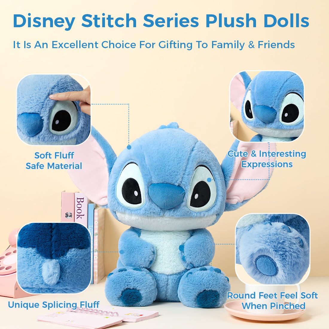 MINISO Plüschfigur 25 * 23cm, Kuscheltier, Plüschspielzeug, Stofftiere für Kinder, Kuscheltiere FüR Kinder Geburtstag Geschenk