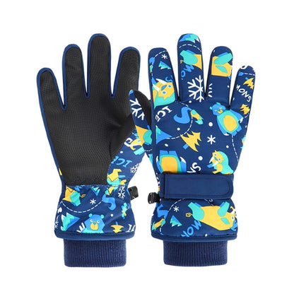 FAYHIJUN Children's Winter Snow Gloves Ski Gloves for 1-13 Years Girls Boys PU Palm Waterproof Windproof Warm Fleece Winter Gloves Cycling Gloves