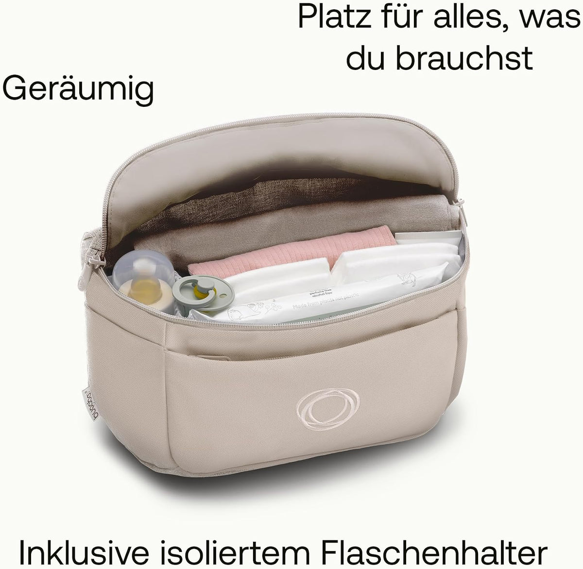 Bugaboo Kinderwagen Organizer-Tasche mit leicht zugänglichen Fächern. Praktisches Accessoire für alle Baby-Essentials in Desert Taupe