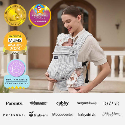 Momcozy Babytrage aus 100% Baumwolle – Baby Carrier für Kleinkind (3-24 Monate, 3,2-20 kg) · Ergonomische M-Position · X-Rücken · Taillengurt 64-127cm, Khaki