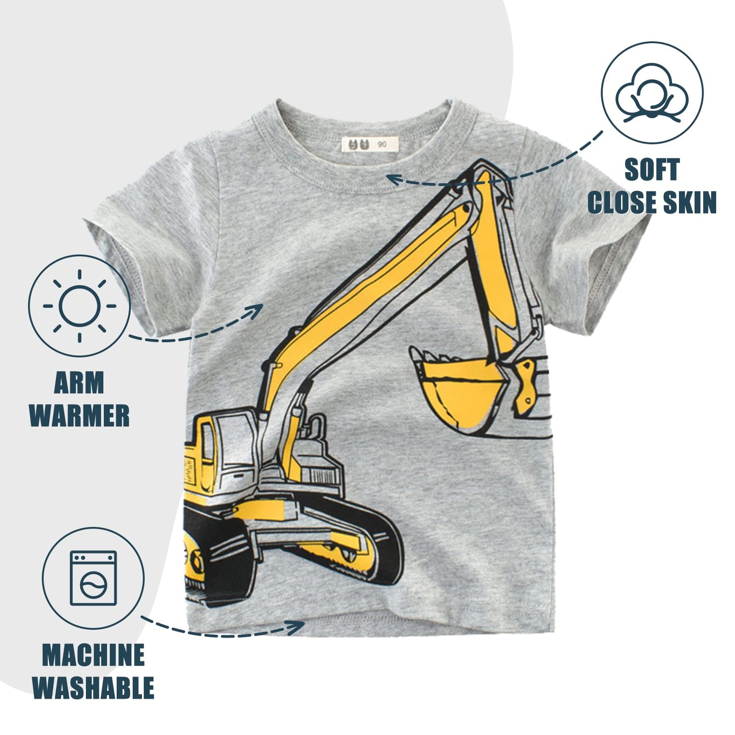 Unisex Baby T-Shirt Baumwolle Süß Karikatur Tier Muster Tops für 1-7 Jahre Alt