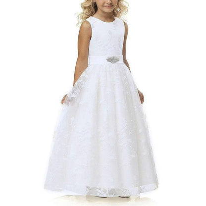 TYHTYM Blumenmädchen Kleid, Festzug, Hochzeit, Spitzenkleid, Abschlussballkleid, Mädchen, Partykleid, Flattern Ärmel, Weiß