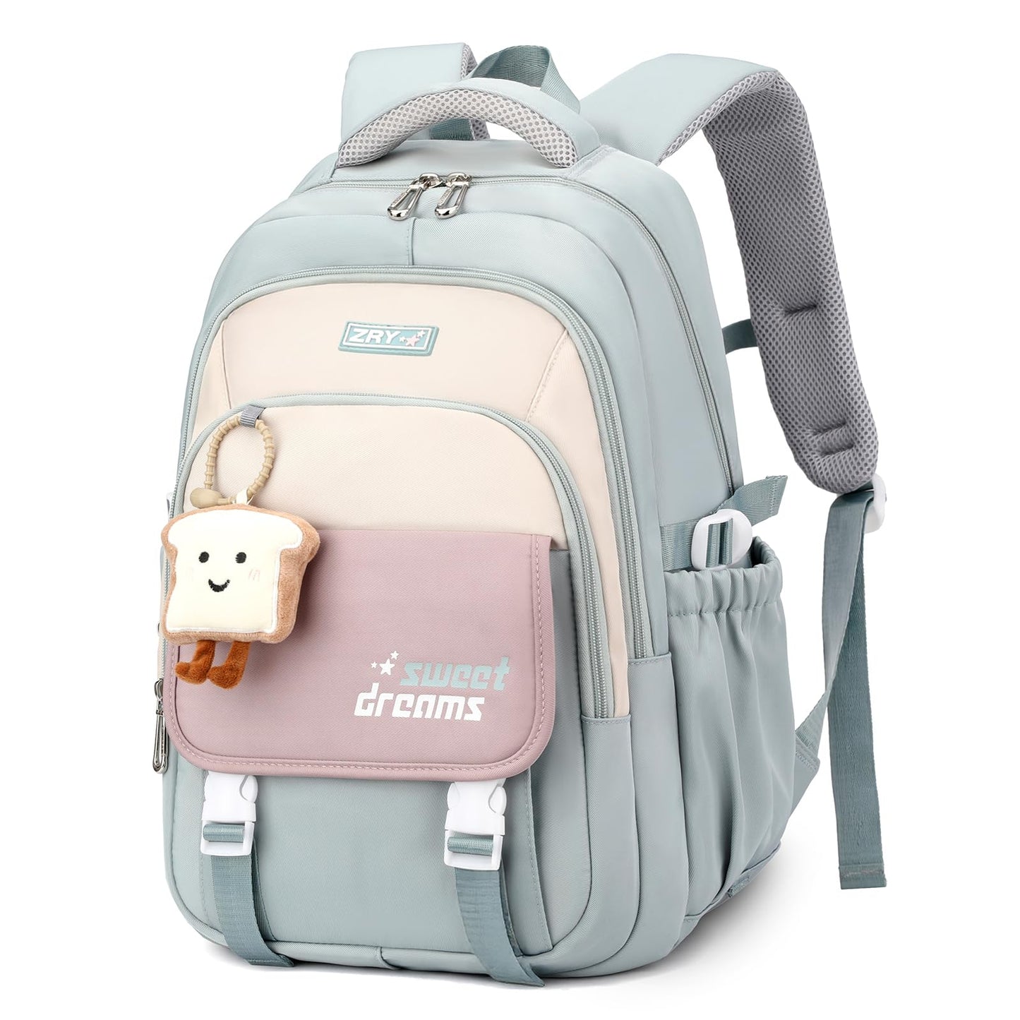 School Backpack Teenager - 36L School Bag for Girls from 5th Grade, Large Backpack for Middle and High School, Casual Children's Backpack with Cute Pendant and Trolley Strap, black, Backpack 
