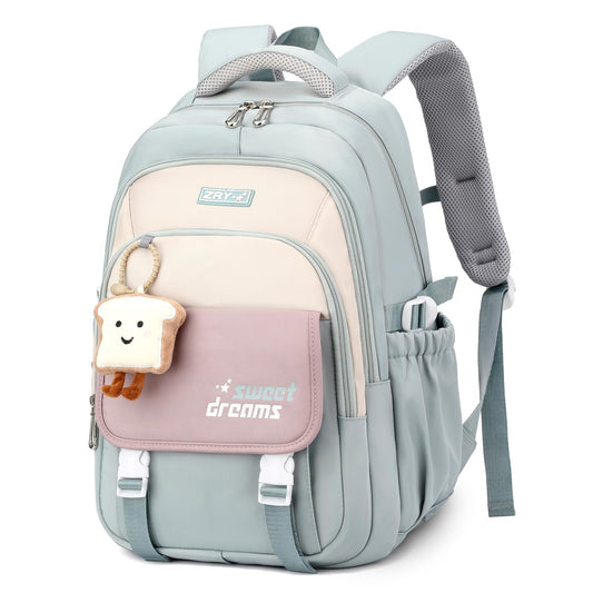 School Backpack Teenager - 36L School Bag for Girls from 5th Grade, Large Backpack for Middle and High School, Casual Children's Backpack with Cute Pendant and Trolley Strap, black, Backpack 