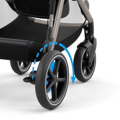 CYBEX Gold Kinderwagen e-GAZELLE S, Ab Geburt bis ca. 4 Jahre, Max. 22 kg (Single-Modus) / 2x 22 kg (Duo-Modus), All-in-1-System mit E-Antrieb und 20+ Konfigurationen, Stone Grey