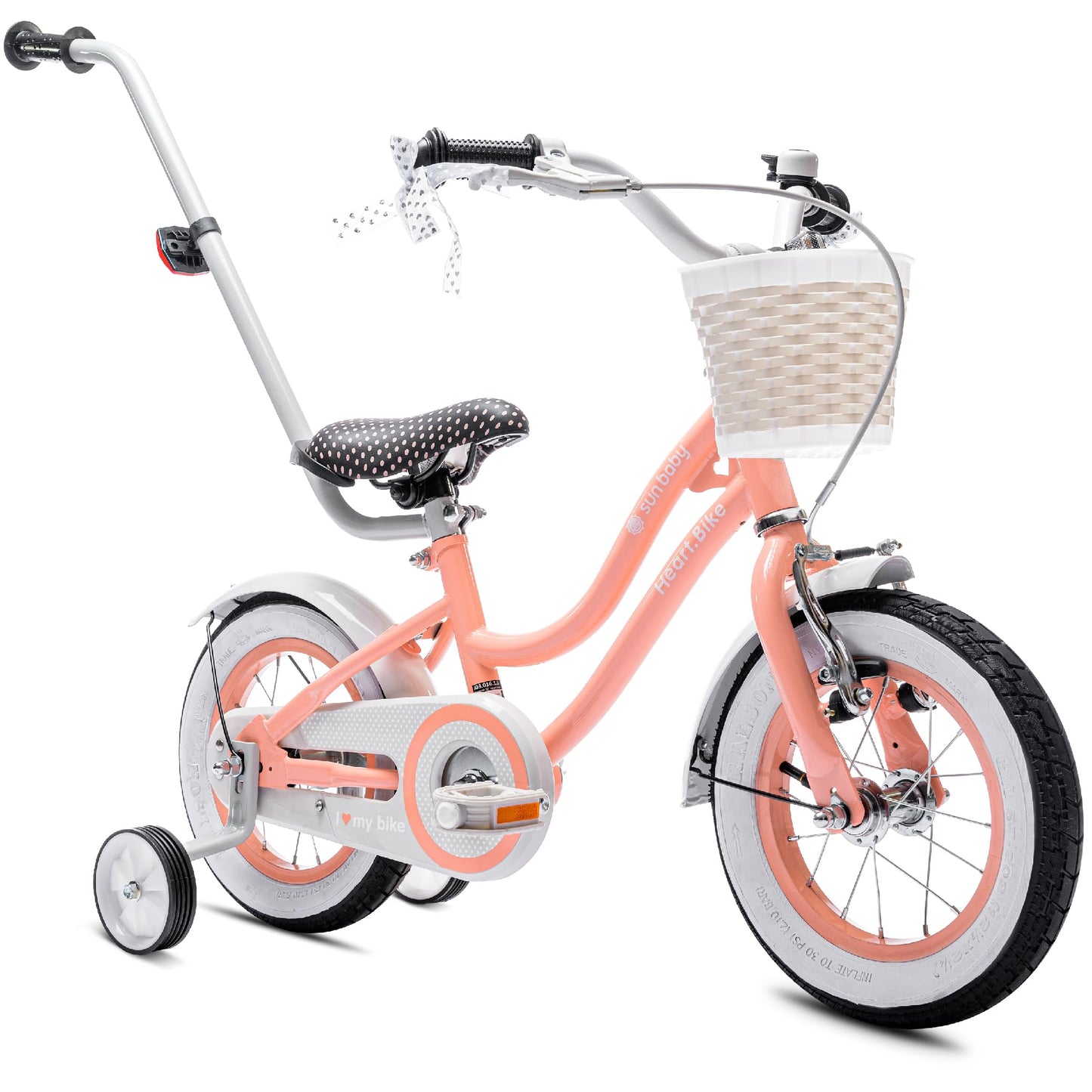 sun baby Mädchenfahrrad 12, 14 und 16 Zoll Radgröße Heart Bike zur Auswahl, mit Abnehmbarer Schubstange, Kinderfahrrad für Mädchen von 2 bis 6 Jahre - Meloni2