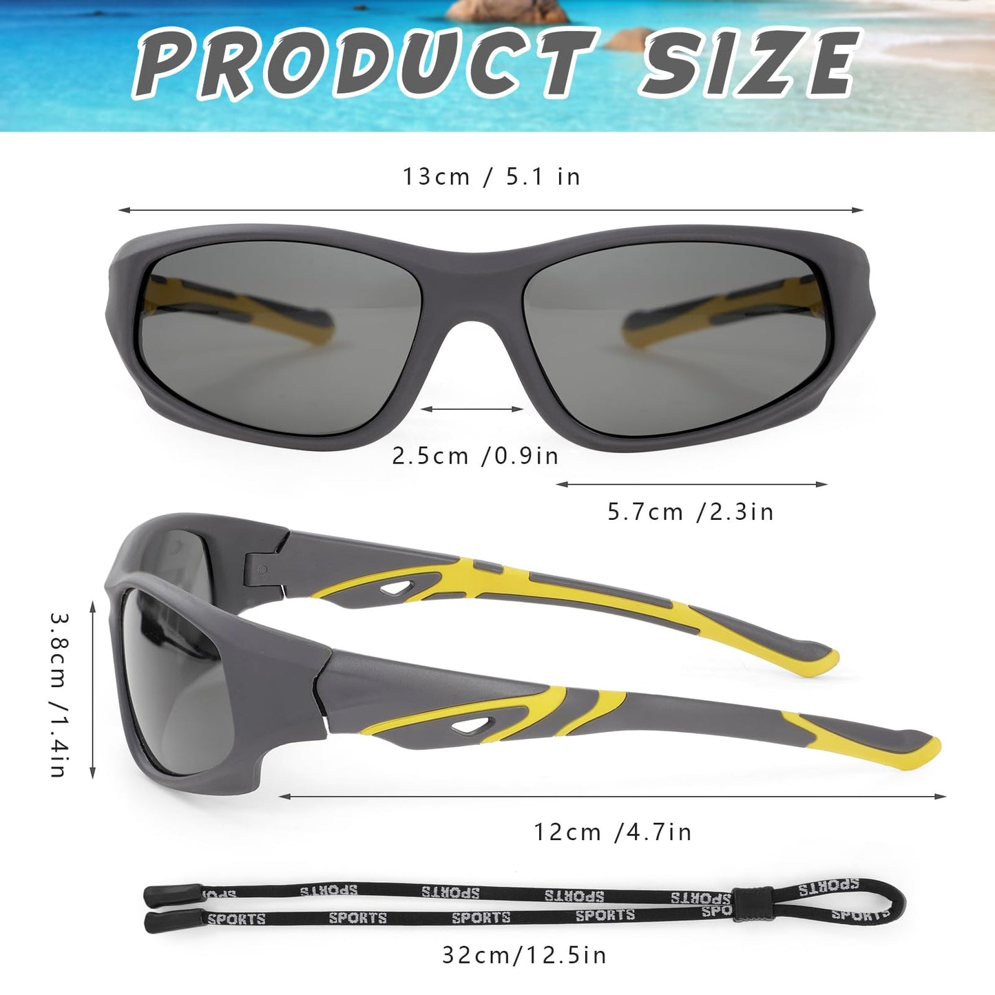 Hifot Sonnenbrille Kinder Polarisierte Sportbrille für Jungen und Mädchen UV400 Schutz gegen UltravioletteFahrradbrille Silikon Sonnenstrahlen Alter 3-12 Jahre