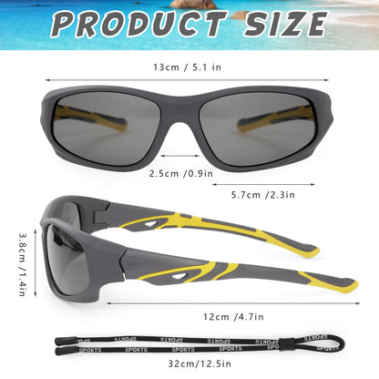 Hifot Sonnenbrille Kinder Polarisierte Sportbrille für Jungen und Mädchen UV400 Schutz gegen UltravioletteFahrradbrille Silikon Sonnenstrahlen Alter 3-12 Jahre