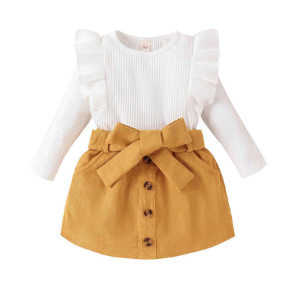 Geagodelia Baby Girl Clothing Outfit Baby Clothing Set Long Sleeve Top + Skirt Newborn Soft Baby Set Two Piece