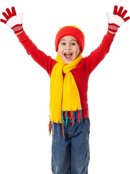 Geyoga 3 Paar Kinder Strickhandschuhe Winter Vollfinger Handschuhe