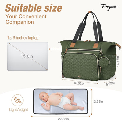 Wickeltasche mit Schnullertasche und Wickelunterlage, Wickelrucksack Multifunktions-Babytasche für Große Reisewindeltasche für Mama und Papa, isolierten Taschen-Dunkelblau