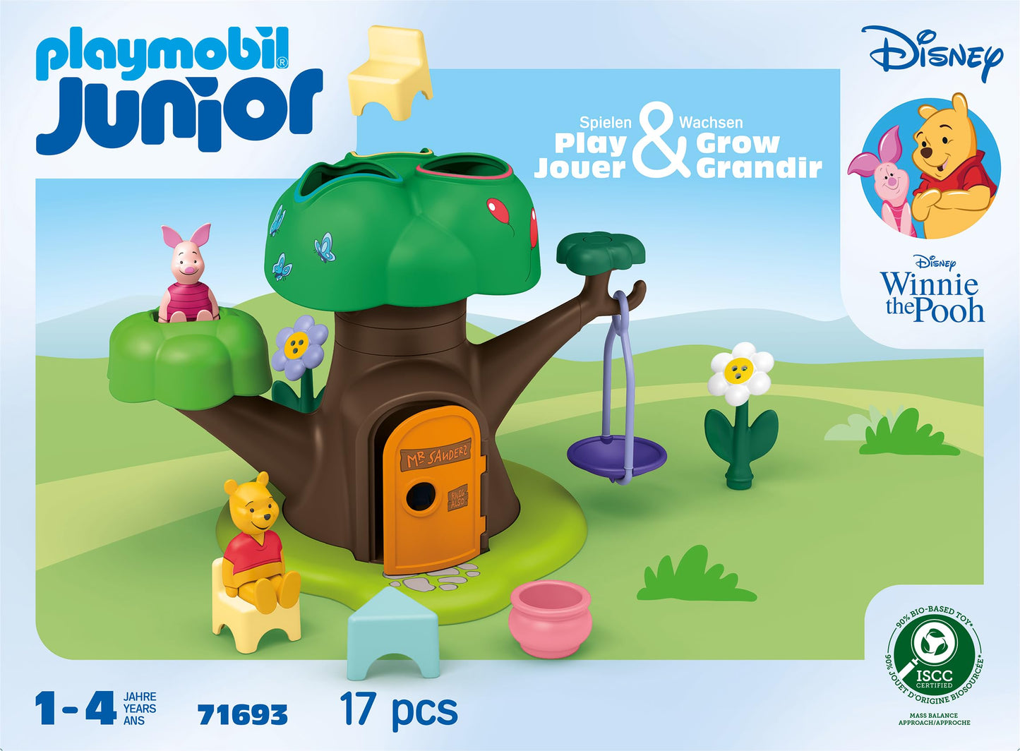 PLAYMOBIL Junior Disney Winnie the Pooh & Tiggers Bee Garden Sustainable Toy Made of Bio-Based Plastics for Children from 1 Year 71694