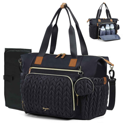 Wickeltasche mit Schnullertasche und Wickelunterlage, Wickelrucksack Multifunktions-Babytasche für Große Reisewindeltasche für Mama und Papa, isolierten Taschen-Dunkelblau