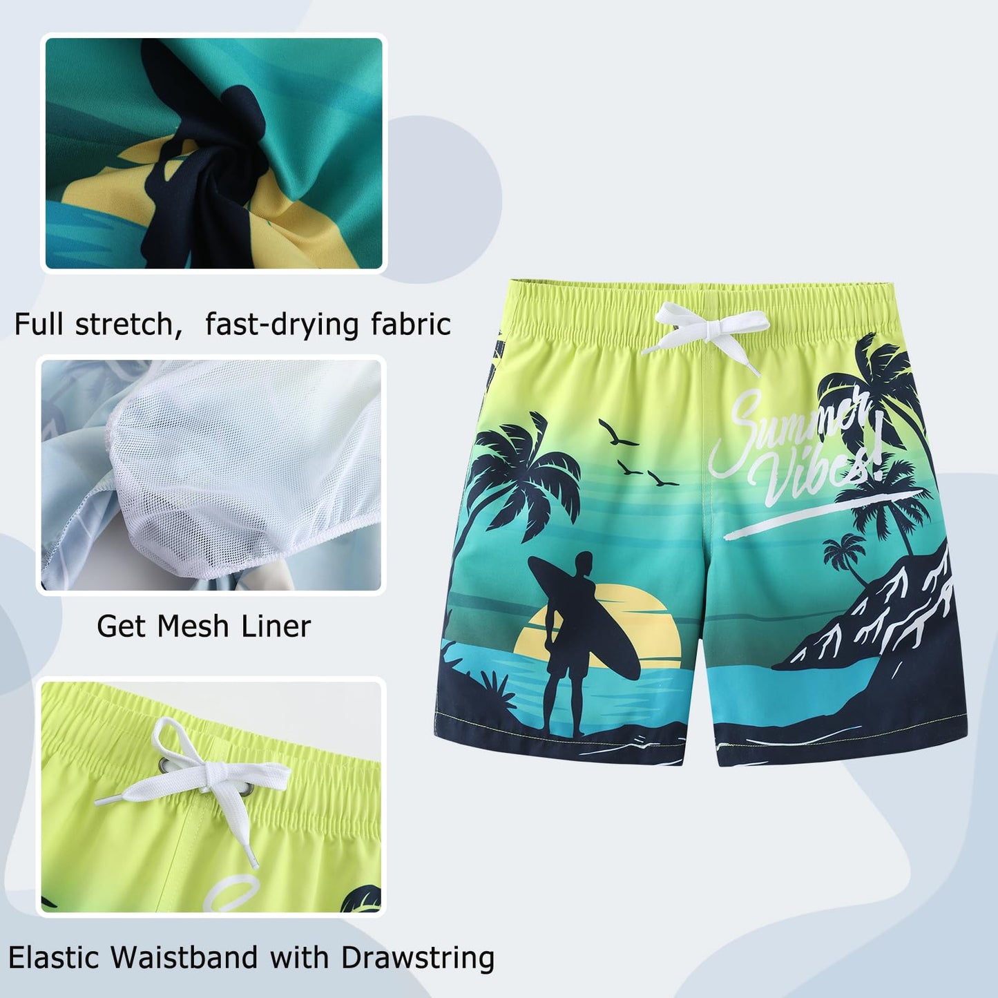 Badehose Jungen Kinder Badeshorts Schnell Trocknende Boardshorts Hawaii Strand Shorts 5-14 Jahre