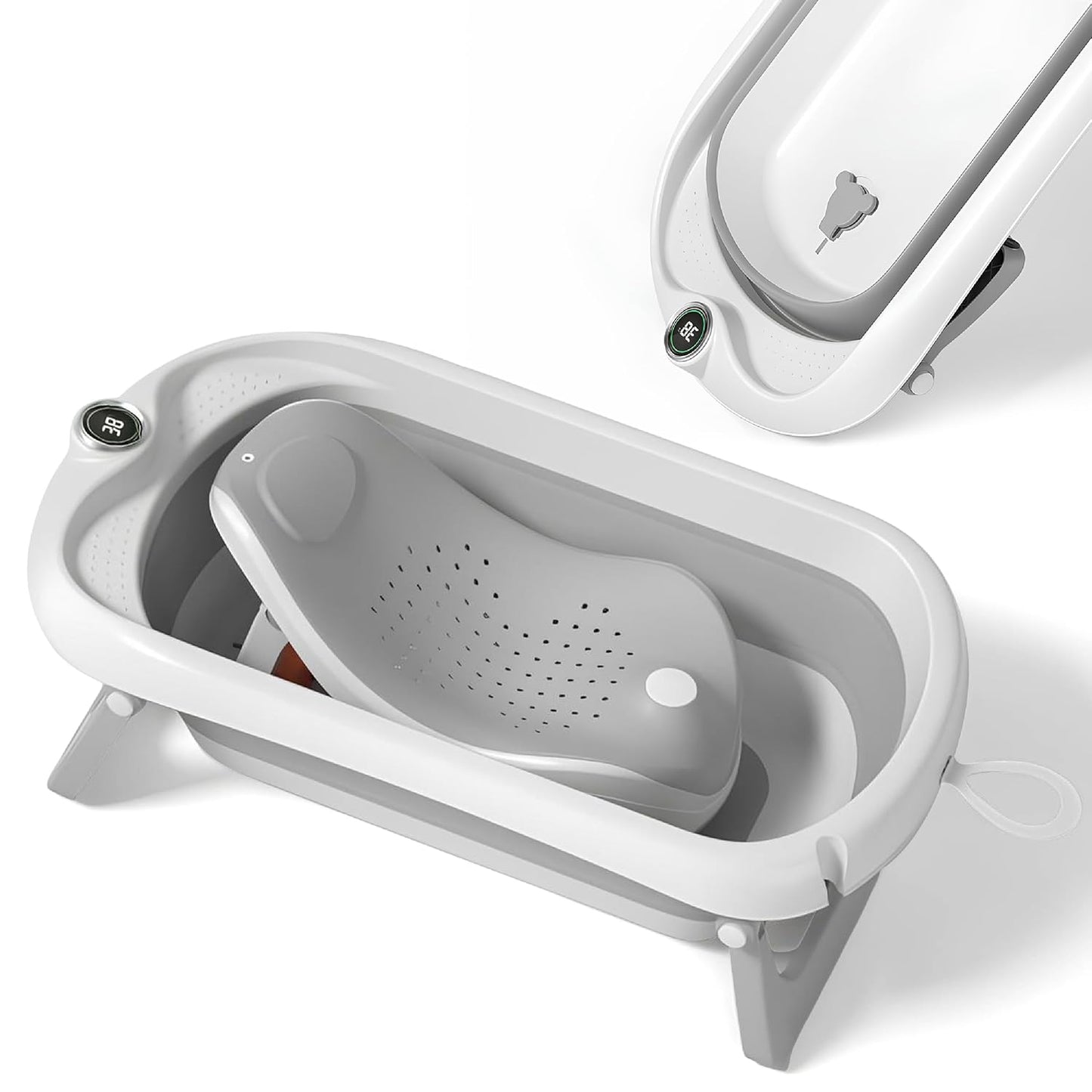 Faltbar Baby Badewanne Mit Rutschfestem Badewannensitz - Babywanne Xxl Mit Badethermometer - Von Der Geburt Bis 3 Jahre - Baby Bathtub - Babygeschenk - Geburtsgeschenke Für Mädchen & Jungen