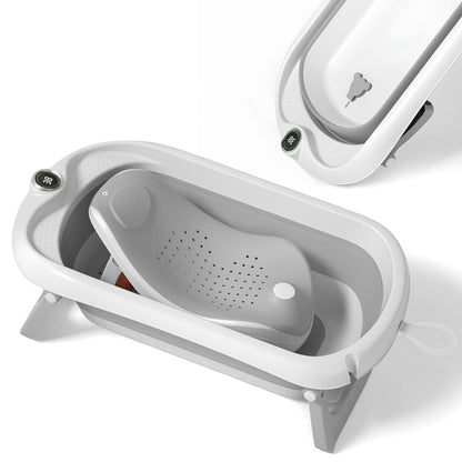 Faltbar Baby Badewanne Mit Rutschfestem Badekissen - Babywanne XXL Mit Baby Badewannensitz & Badethermometer - Von Der Geburt Bis 3 Jahre - Baby Bathtub - Geburtsgeschenke Für Mädchen & Jungen