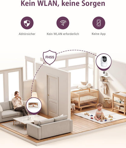 Comfyer BM01 Split-Screen Babyphone mit 2 Kameras, 7" HD 720P ohne WLAN mit Halterung, IR-Nachtsicht VOX-Modus mit Sound-Alarm 2-Wege-Audio 6000mAh 300M Reichweite Videoüberwachungsgerät