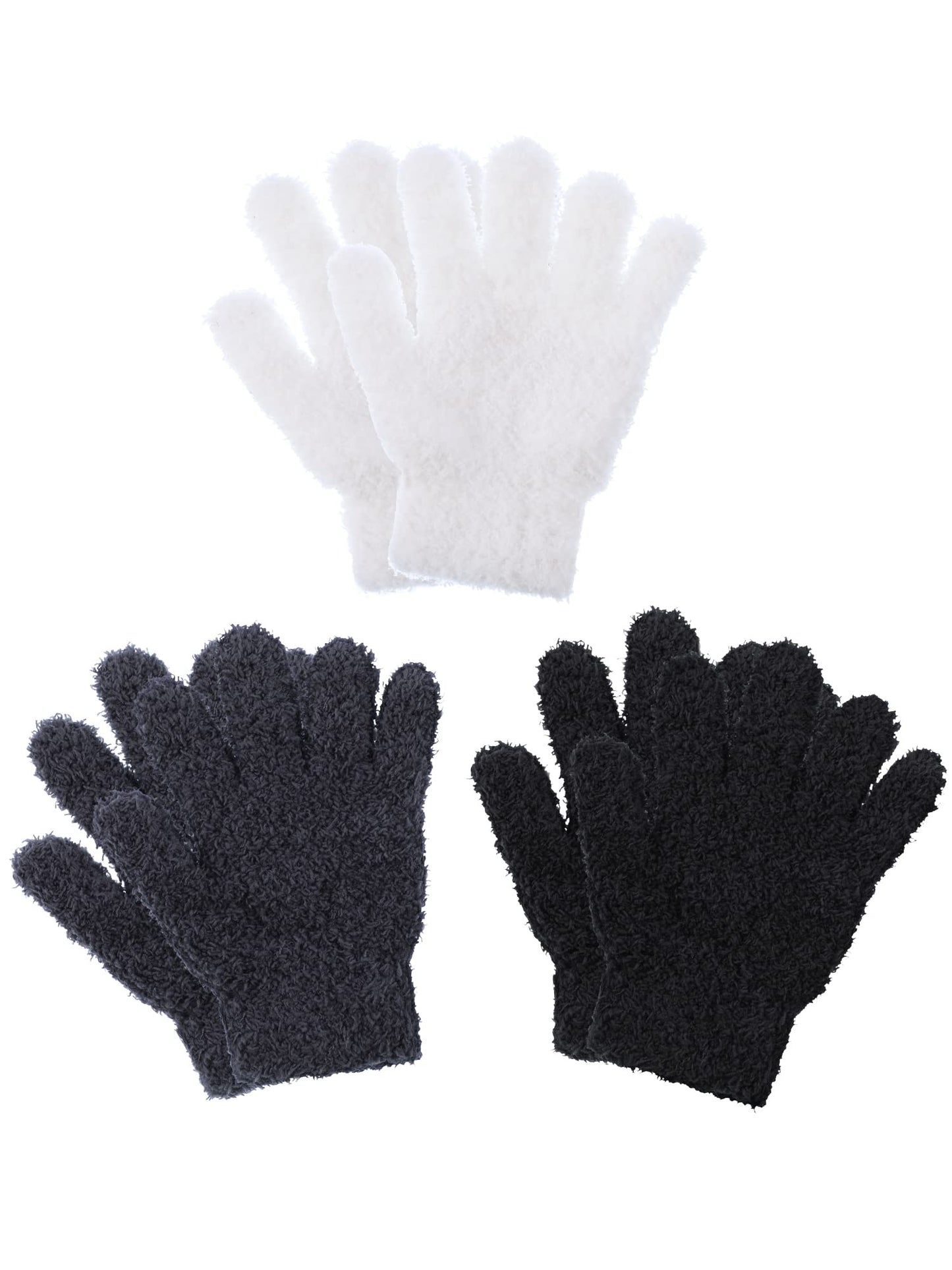 Geyoga 3 Paar Kinder Strickhandschuhe Winter Vollfinger Handschuhe