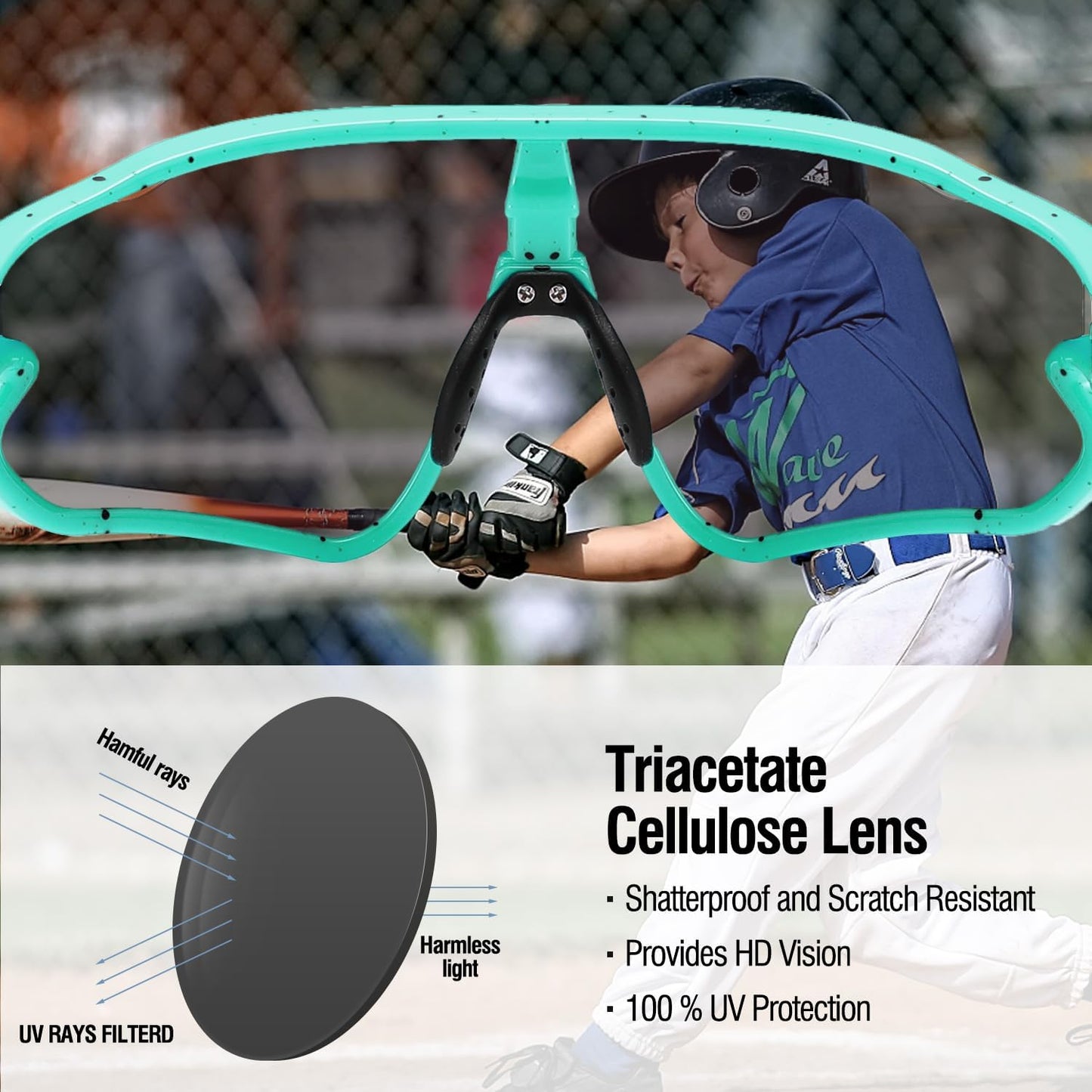 DUCO DK268 Children's Sunglasses Youth Baseball Sunglasses Lightweight TR90 Frame UV400 Sports Cycling Sunglasses for Boys Girls