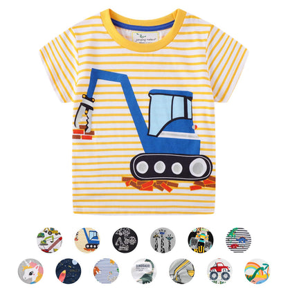 Unisex Baby T-Shirt Baumwolle Süß Karikatur Tier Muster Tops für 1-7 Jahre Alt