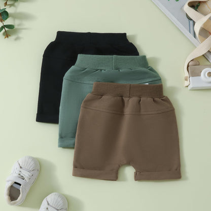 Himllauen Baby Jungen Shorts 3er-Pack Sommer Einfarbig Shorts 0-3 Jahre Kinder Kurze Hosen