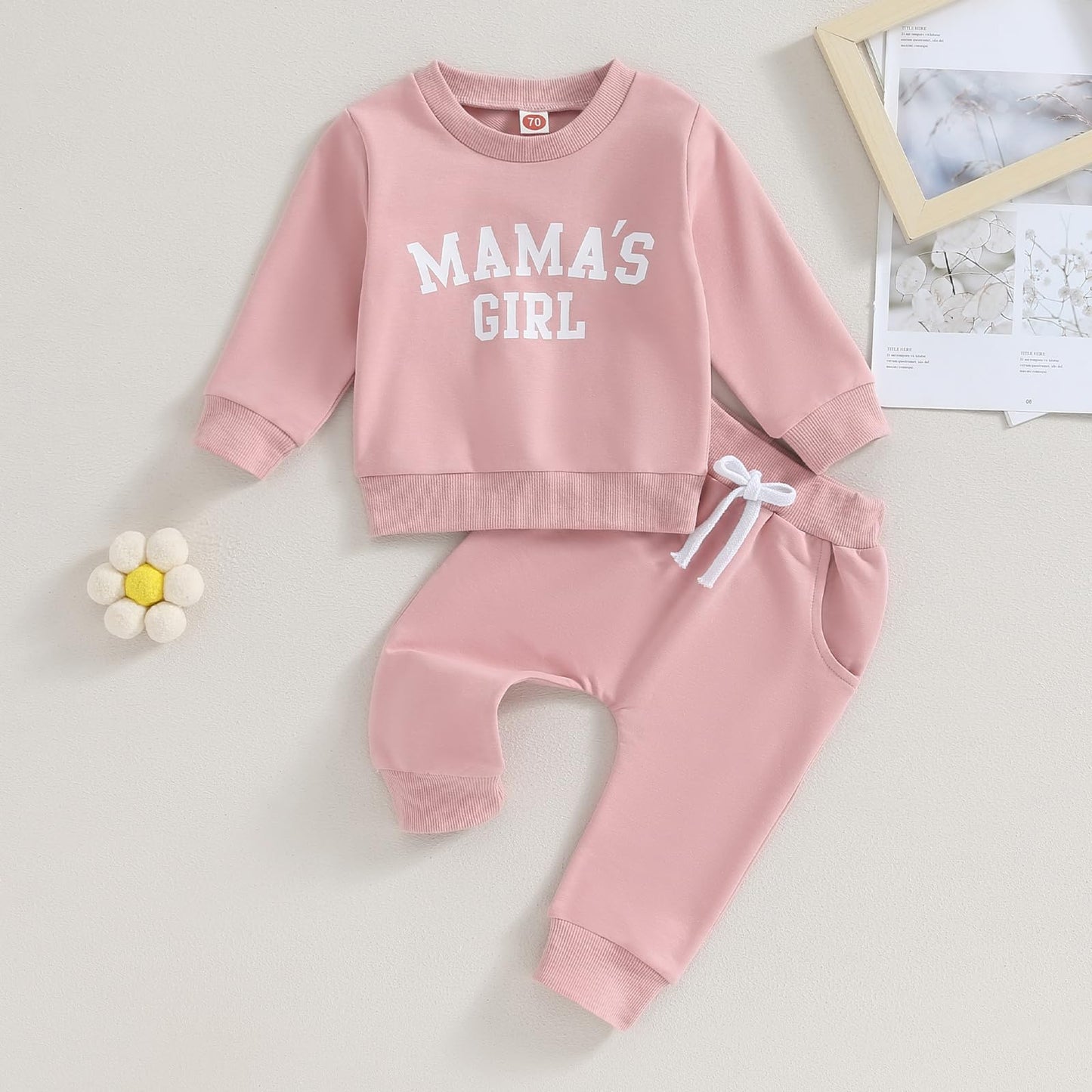 Baby Unisex Weihnachten 2-teilige Hosen Set Jungen Mädchen Weihnachten Outfit Langarm Lebkuchen Papas Mädchen Briefdruck Sweatshirt + Jogginghose Weihnachten Outfit Set Weihnachten Streetwear