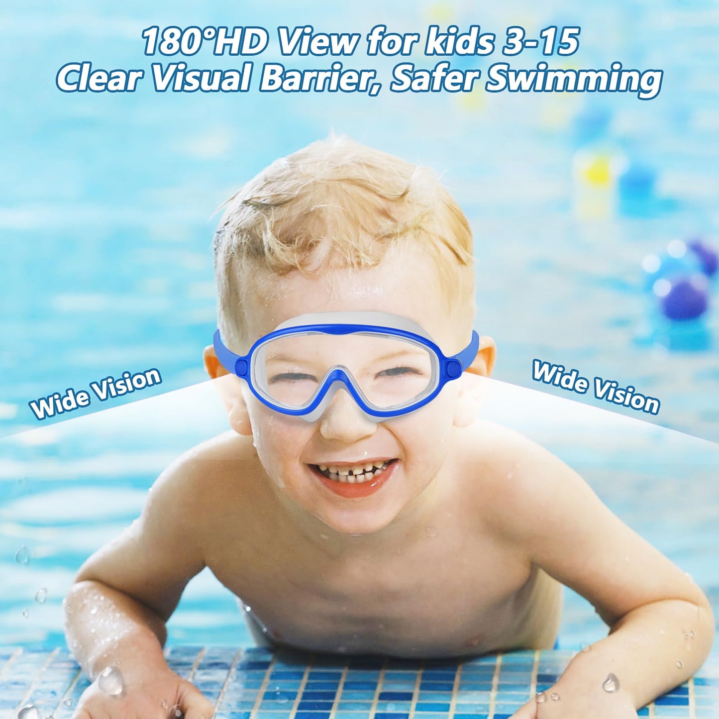 Moseem Schwimmbrille Kinder, 2 Stück Schwimmbrille 3-15 Jahre UV-Schutz,Anti-Nebel Kein Auslaufen Schwimmbrillen für Kinder, Mädchen, Jungen