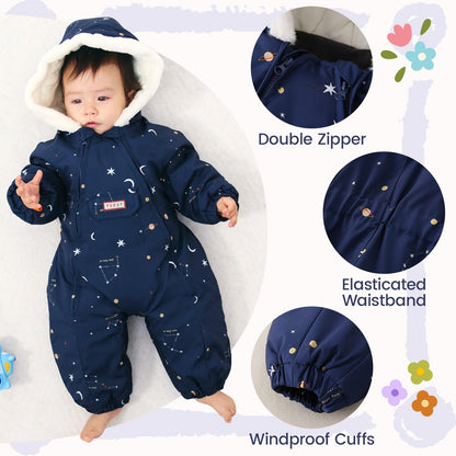 JiAmy Baby Snowsuit, Baby Boys Girls Winter Jumpsuit Romper Newborn Snow Overall for 0-24 Months
