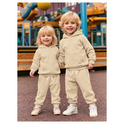 BOUTIKOME Baby Clothing Boys Girls Outfits Newborn Baby Clothing Hoodie and Trousers Two Piece Set with Hood Warm Soft Long Sleeve Shirt Plain Children's Hoodie 