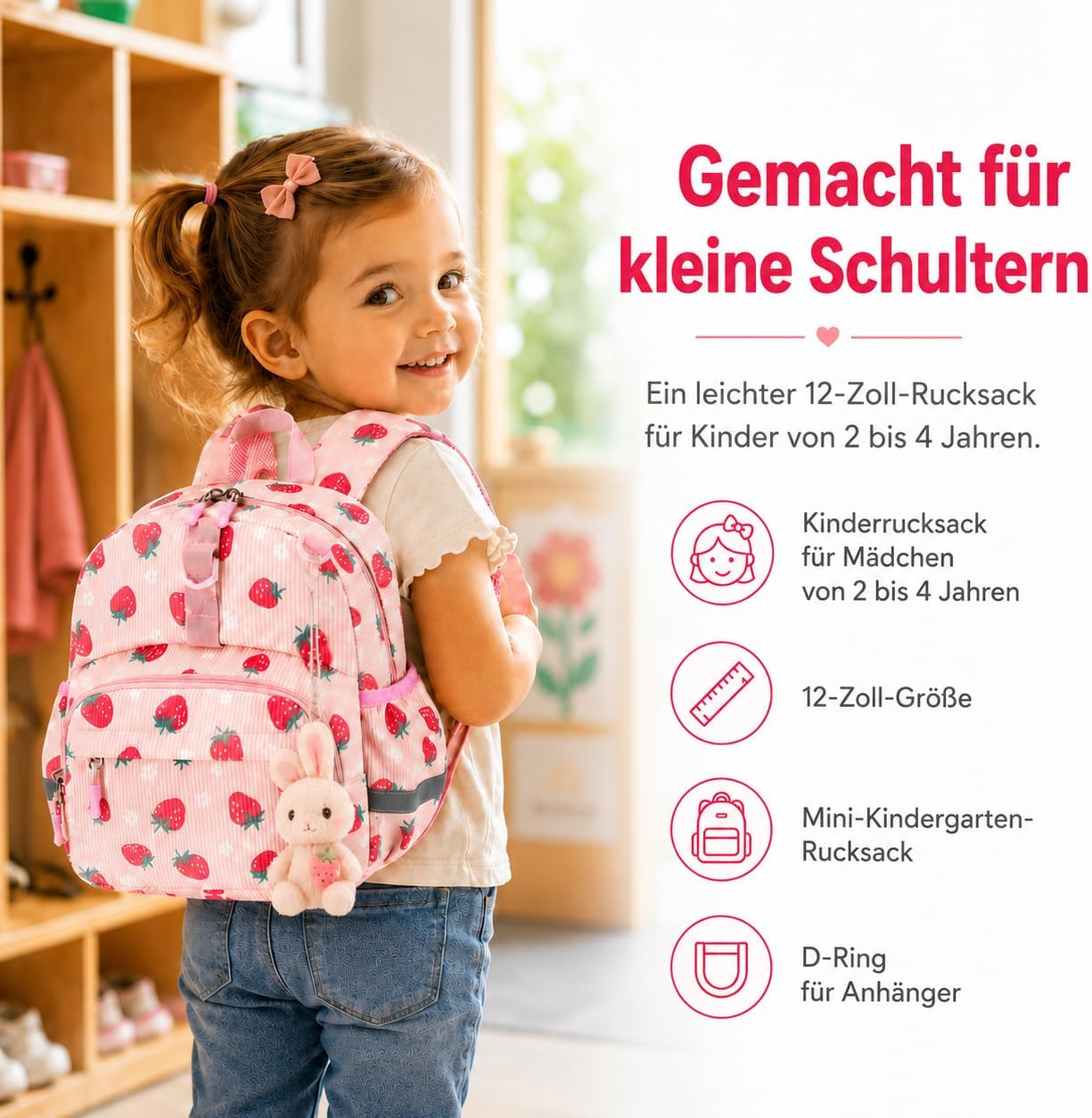 Kinderrucksack Jungen Kinder Rucksack Tagesrucksack Vorschulrucksack Kindergartentasche Schulrucksack für Schule Kita 38cm 3-8Y