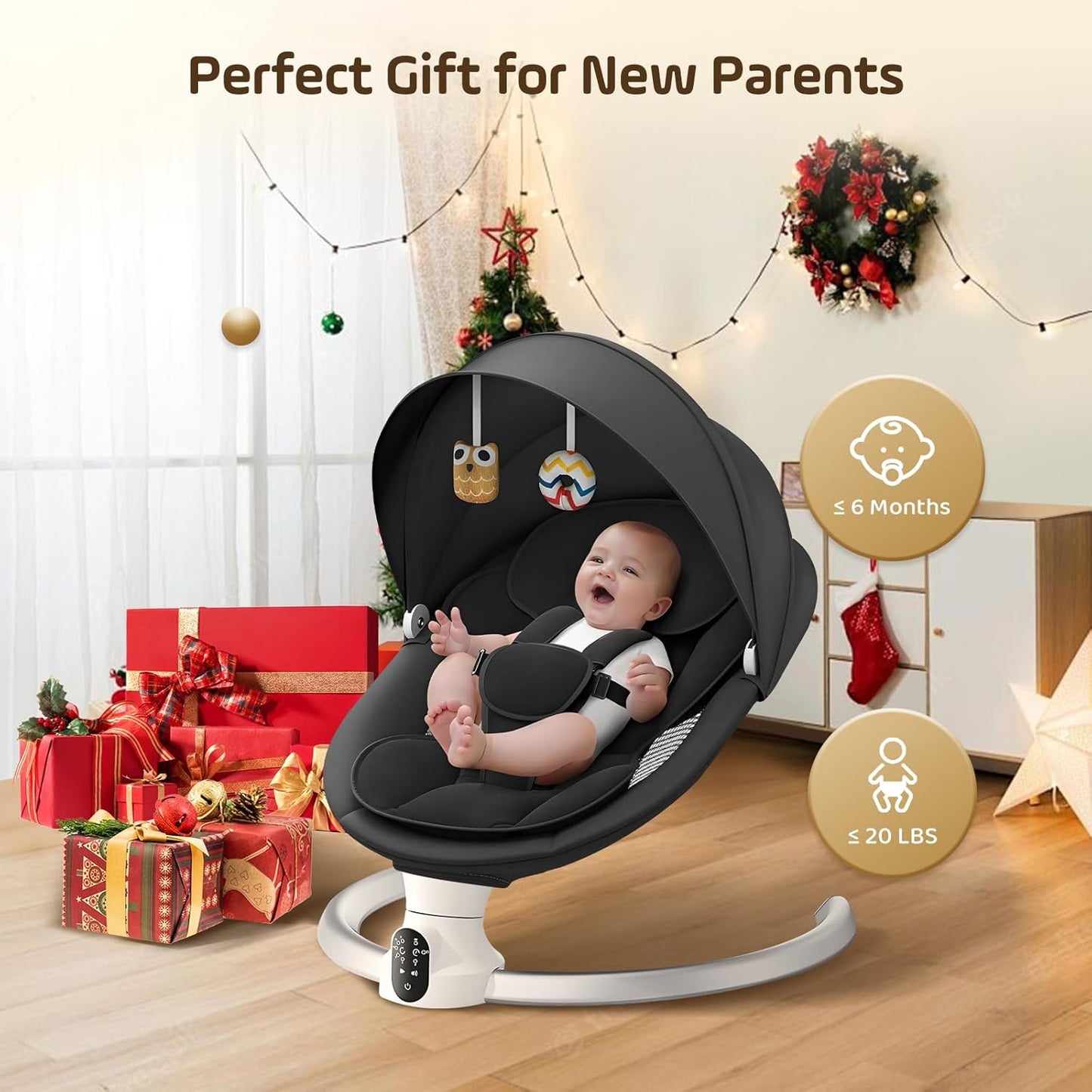 Ixdregan Electric Baby Rocker - App & Remote Control Baby Swing Electric with 3 Timers, 5 Swing Speeds, 10 Music, Bluetooth Connection, Soft Padded Baby Rocker (App Black)