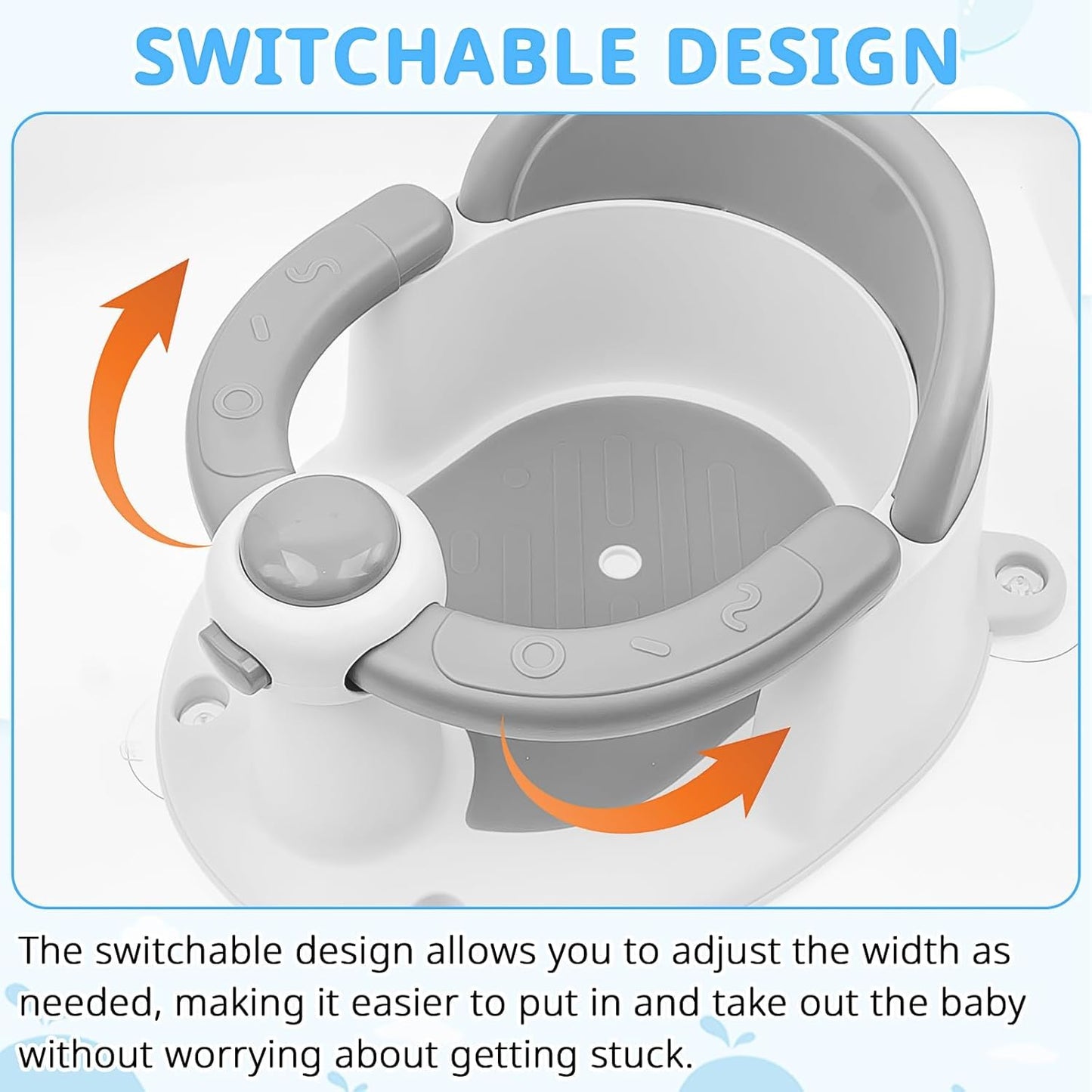 Baby Bath Seat for Babies from 6 Months, Non-Slip Baby Bath Chair, Portable Bath Seat with Suction Cups, Baby Bathtub Toddler Bath Support for Shower (Yellow)