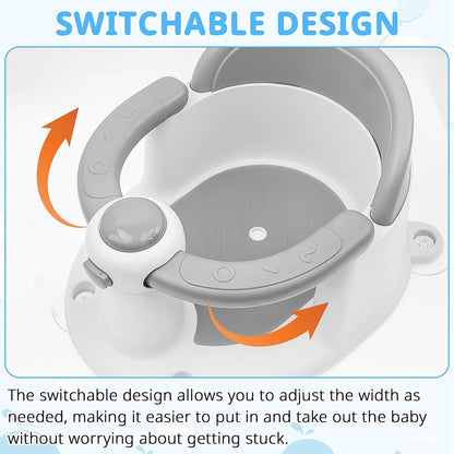 Baby Bath Seat for Babies from 6 Months, Non-Slip Baby Bath Chair, Portable Bath Seat with Suction Cups, Baby Bathtub Toddler Bath Support for Shower (Yellow)