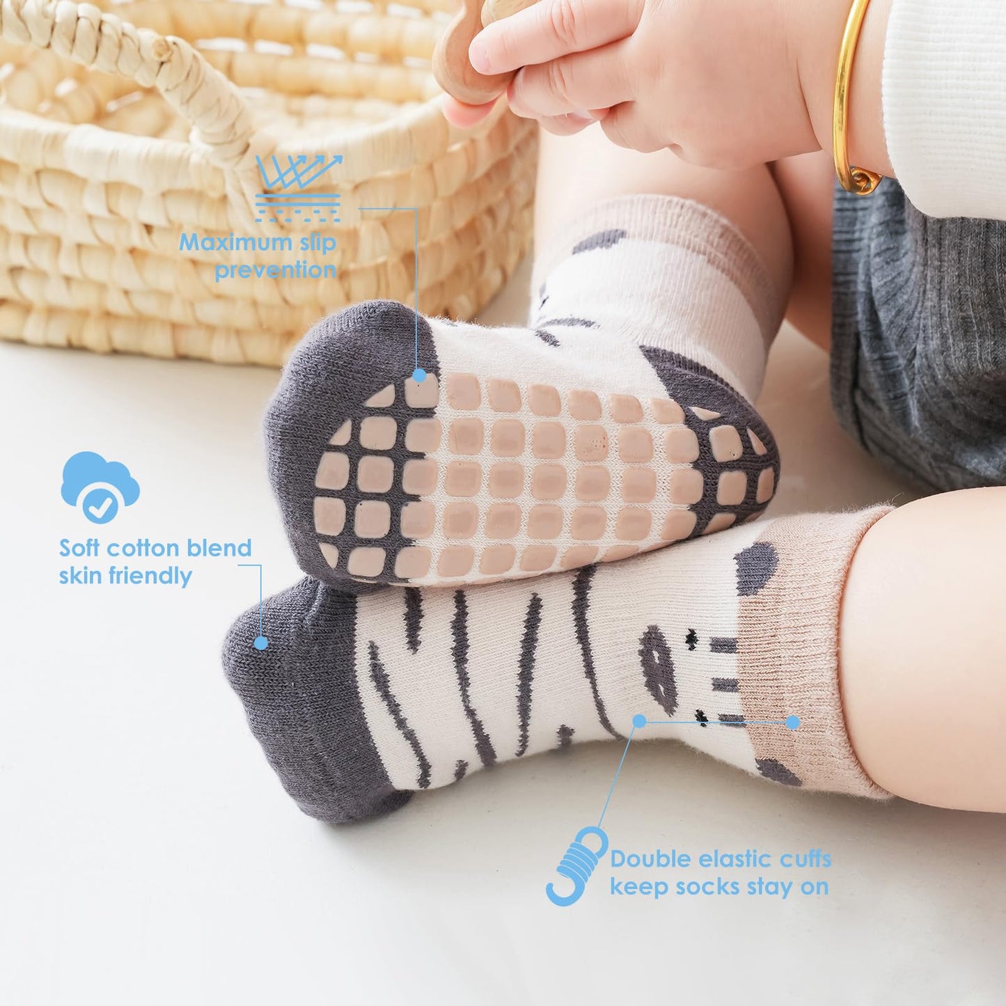 Simpeak Baby Socks, ABS Socks, Non-Slip Baby Socks, Non-Slip Baby Socks, Boys and Girls, Stopper Socks, Baby 0-36 Months