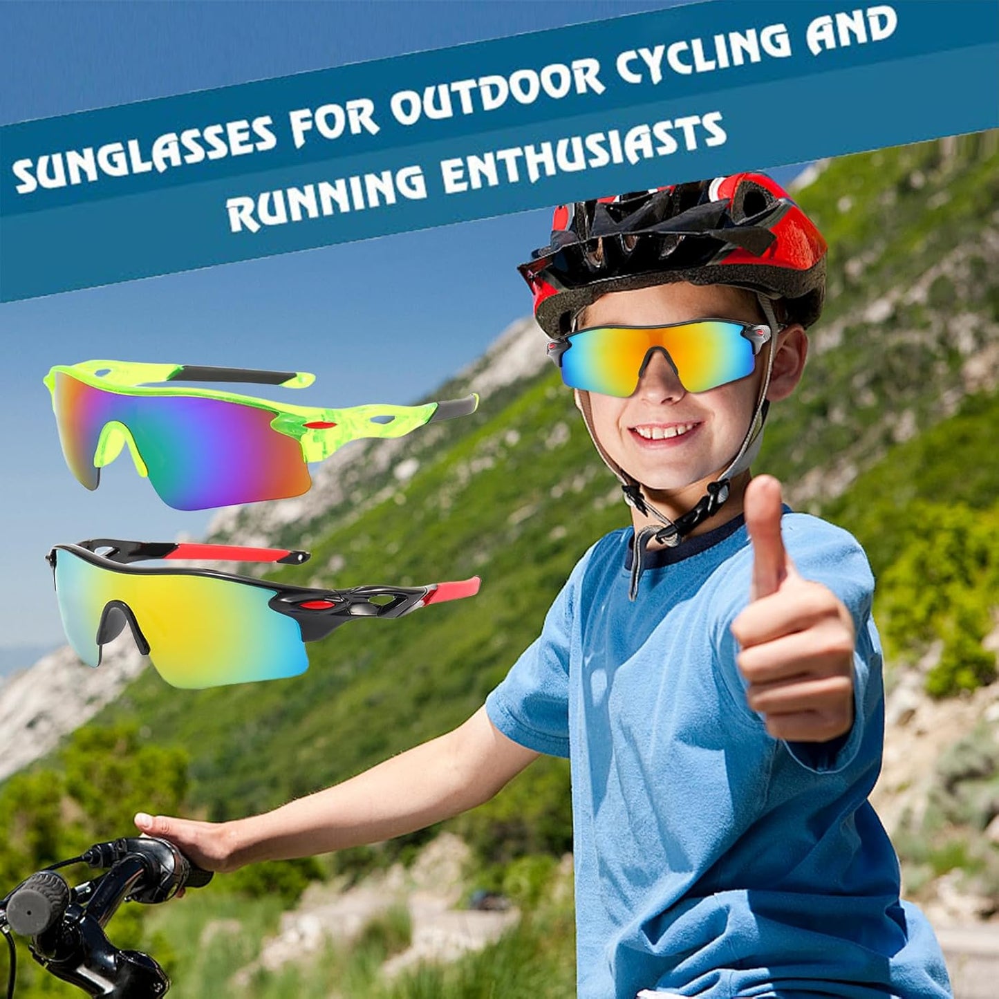 Irikdescia 2 Stück Sport-Sonnenbrille für Kinder, UV400-Sonnenbrille, Sonnenbrille mit Leichtem Rahmen, zum Radfahren, Baseball, Golf, für Jungen und Mädchen (Grün, Schwarz)