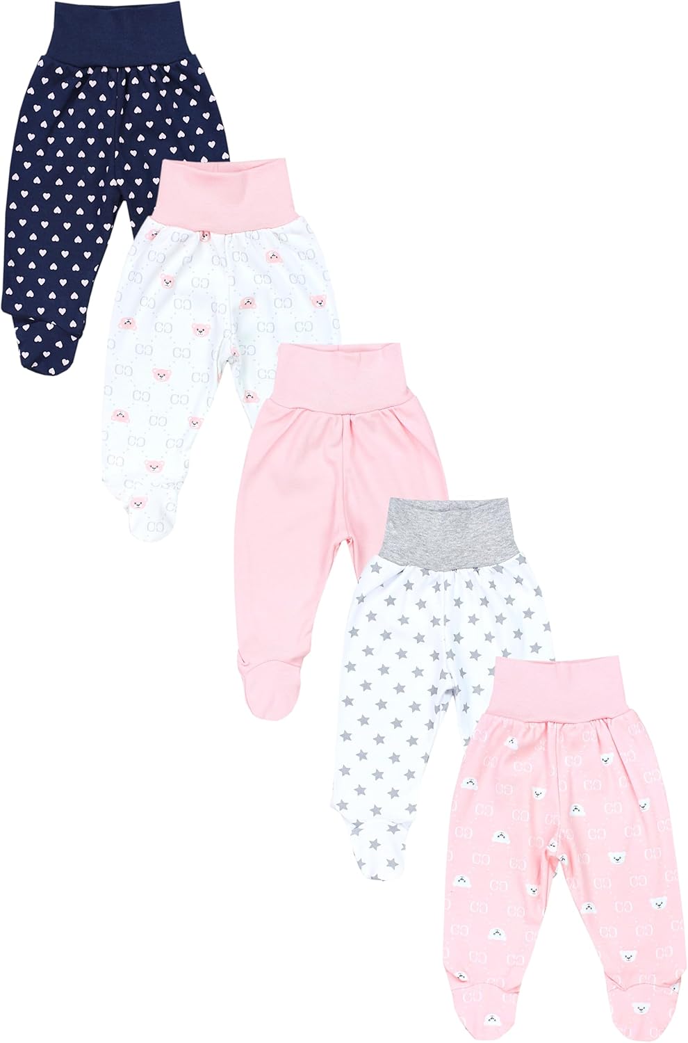 TupTam Baby Unisex Pants with Foot Colourful 5-Pack 