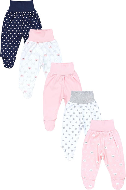 TupTam Baby Unisex Pants with Foot Colourful 5-Pack 