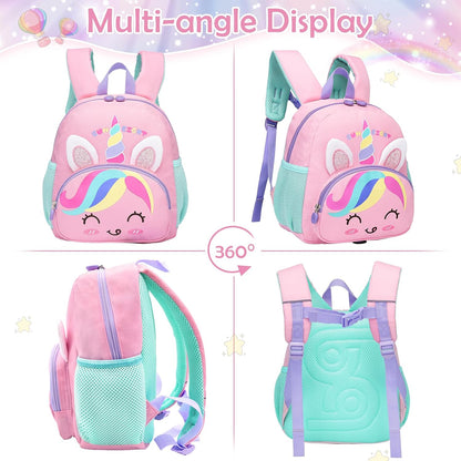 Kinderrucksack Mädchen Kleiner Rucksack Kinder mit Brustgurt, Rosa | Leicht Wasserdicht Vorschule Kleinkind, Schulrucksack Einhorn, Tagesrucksack, Kindergarten Schultasche für 1-5 Jahre